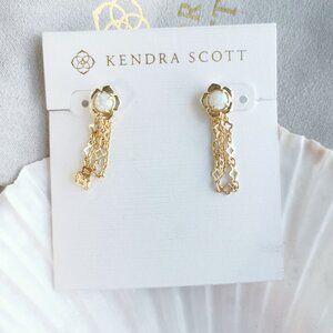 Kendra Scott Susie White Kyocera Opal Gold Convertible Ear Jacket Earrings